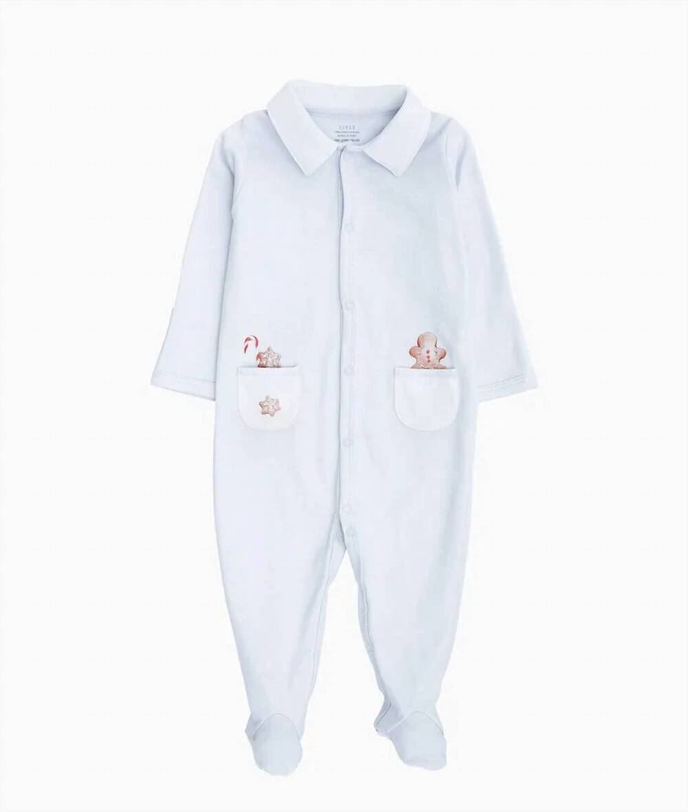 NEW LIVLY baby's little gingerbread footie in blue